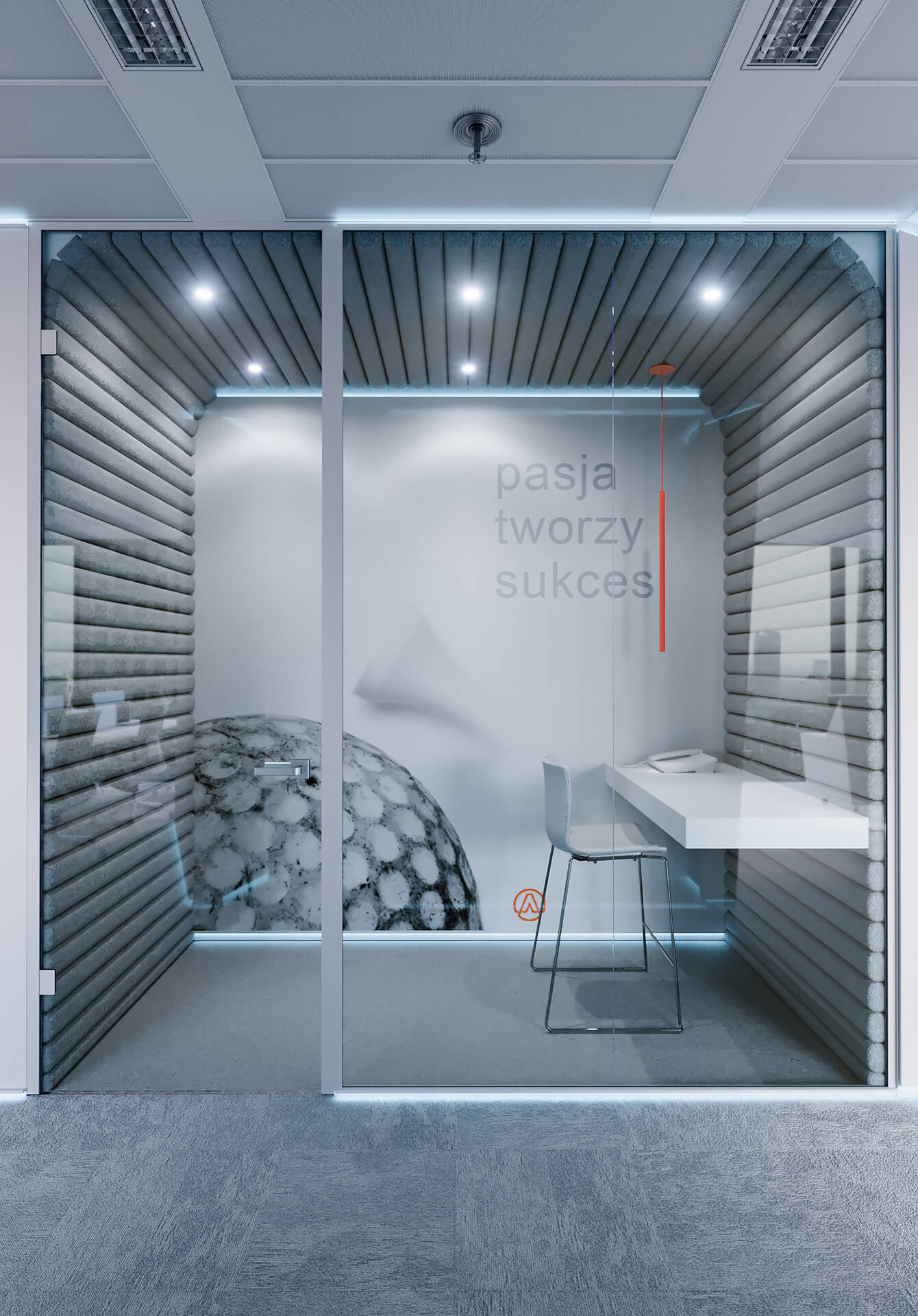 Aria fund office call box 3d interior visualization by Slice Cube Adam Bęczkowski